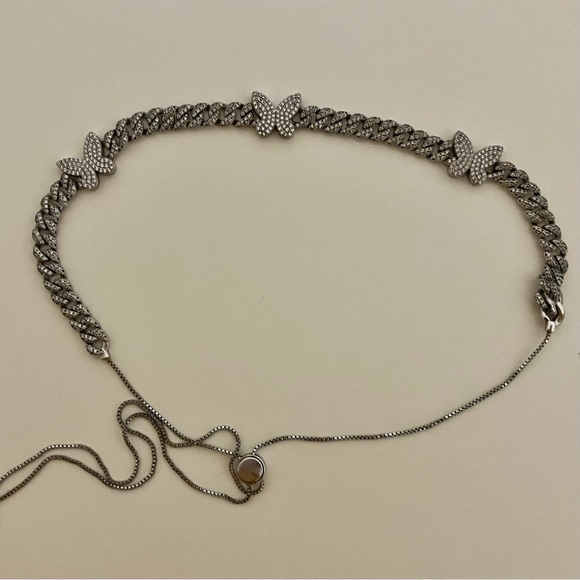 Butterfly Pavé Cuban Link Choker, By Lolita New York, Gently Used - Picture 4 of 6